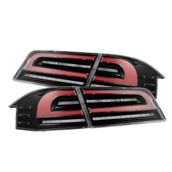 AlphaRex 12-21 Tesla Model S LUXX-Series LED Tail Lights - Black/Red