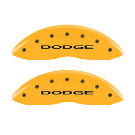 MGP Front set 2 Caliper Covers Engraved Front With out stripes/Dodge Yellow finish black ch