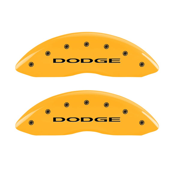 MGP Front set 2 Caliper Covers Engraved Front With out stripes/Dodge Yellow finish black ch