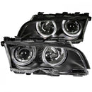ANZO 1999-2001 BMW 3 Series E46 Projector Headlights w/ Halo Black-1