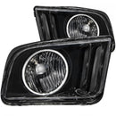 ANZO 2005-2009 Ford Mustang Crystal Headlights w/ Halo Black (CCFL)-1