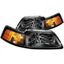 ANZO 1999-2004 Ford Mustang Crystal Headlights Black-1