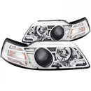 ANZO 1999-2004 Ford Mustang Projector Headlights Chrome-1