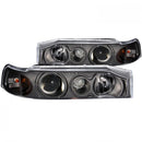 ANZO 1990-1993 Honda Accord Projector Headlights w/ Halo Black 1pc-1
