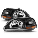 ANZO 1996-1998 Honda Civic Crystal Headlights Black-1