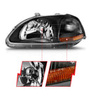 ANZO 1996-1998 Honda Civic Crystal Headlights Black-3