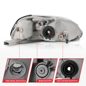 ANZO 1996-1998 Honda Civic Crystal Headlights Black - 0