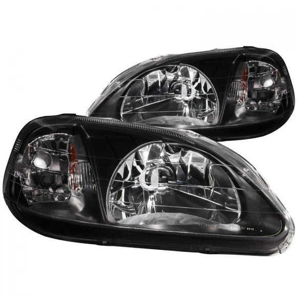 ANZO 1999-2000 Honda Civic Crystal Headlights Black