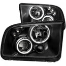 ANZO 2005-2009 Ford Mustang Projector Headlights w/ Halo Black-1