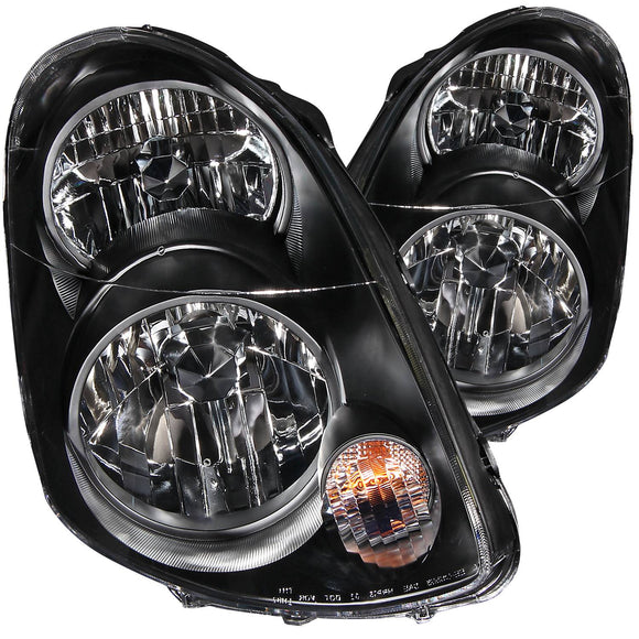 ANZO 2003-2004 Infiniti G35 Crystal Headlights Black