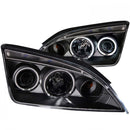 ANZO 2005-2007 Ford Focus Projector Headlights w/ Halo Black-1