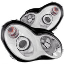 ANZO 2002-2004 Mercedes Benz C Class W203 Projector Headlights w/ Halo Chrome-1
