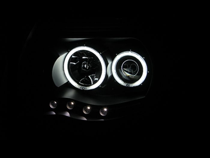 ANZO 2005-2011 Toyota Tacoma Projector Headlights w/ Halo Black - 0
