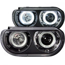 ANZO 2008-2014 Dodge Challenger Projector Headlights w/ Halo Black (CCFL) (HID Compatible)-1