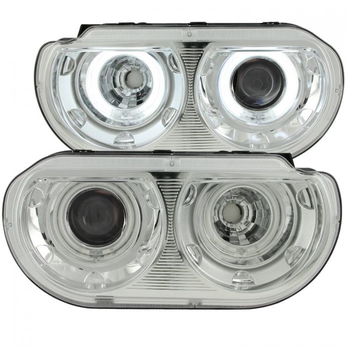 ANZO 2008-2014 Dodge Challenger Projector Headlights w/ Halo Chrome (CCFL)
