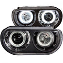 ANZO 2008-2014 Dodge Challenger Projector Headlights w/ Halo Black (CCFL)-1