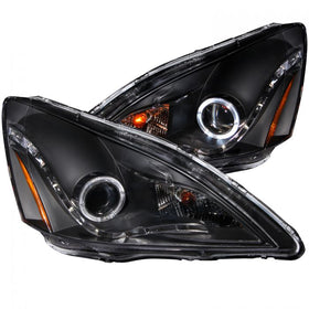 ANZO 2003-2007 Honda Accord Projector Headlights w/ Halo Black (R8 Style)