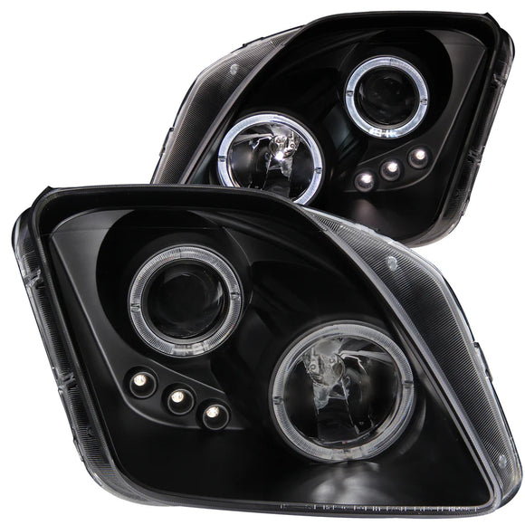 ANZO 1997-2001 Honda Prelude Projector Headlights w/ Halo Black w/ LED