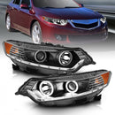 ANZO 2009-2012 Acura Tsx Projector Headlights w/ Halo Black (CCFL) (HID Compatible)-1