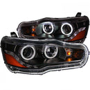ANZO 2008-2015 Mitsubishi Lancer Projector Headlights w/ Halo Black (CCFL)-1