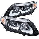 ANZO 2012-2015 Honda Civic Projector Headlights w/ U-Bar Black-1
