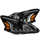 ANZO 2013-2014 Nissan Altima Projector Headlights w/ Plank Style Design Black-1