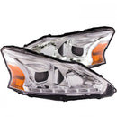 ANZO 2013-2014 Nissan Altima Projector Headlights w/ Plank Style Design Chrome-1