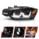 ANZO 2012-2015 BMW 3 Series Projector Headlights w/ U-Bar Black-3