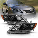 ANZO 2007-2009 Toyota Camry Projector Headlight Black Amber-1