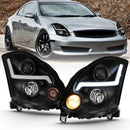 ANZO 2003-2007 Infiniti G35 Projector Headlight Plank Style Black (HID Compatible, No HID Kit )-1