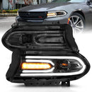 ANZO 2015-2018 Dodge Charger Projector Headlights Plank Style Black-1