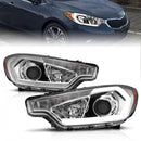 ANZO 2014-2016 Kia Forte Projector Headlights w/ Light Bar Chrome Housing-1