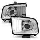 ANZO 05-09 Ford Mustang (w/Factory Halogen HL Only) Projector Headlights w/Light Bar Chrome Housing-1