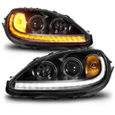 ANZO 05-13 Chevrolet Corvette Projector Headlights w/switchback & Sequential LED - Black Amber-1