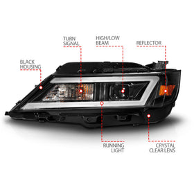 Anzo 14-20 Chevrolet Impala Square Projector LED Bar Headlights w/ Black Housing - 0