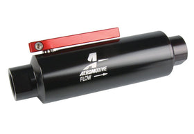 Aeromotive In-Line AN-10 Filter w/Shutoff Valve 100 Micron SS Element - Black Anodize Finish