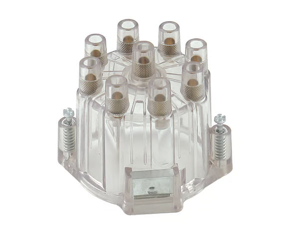 Mr. Gasket Clear Distributor Cap - Socket Style 1957-1974 Chevrolet, Cadillac, Buick, Oldsmobile and Pontiac V8s