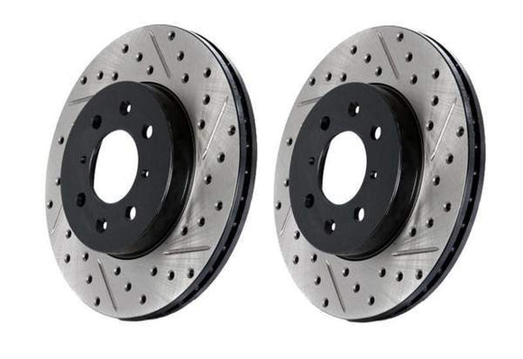 Stoptech Rear Cross Drilled & Slotted Rotors - E9X 335i (336X22mm)
