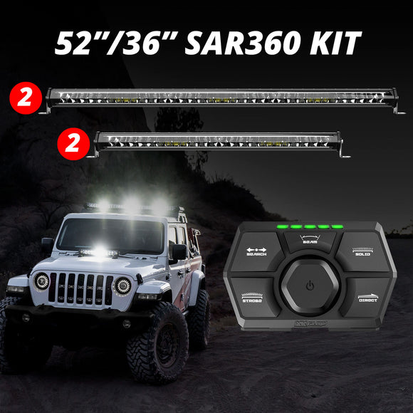 XK Glow SAR360 Light Bar Kit Emergency Search and Rescue Light System (2)52In (2)36In