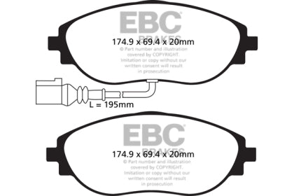 Front | EBC YellowStuff Track Brake Pads | 340mm Mk7 GTi PP | Golf R | Audi S3