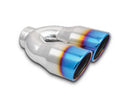 Vibrant 2.5in ID Dual 3.5in OD Round SS Tips (Single Wall Angle Cut) w/Burnt Blue Finish-1