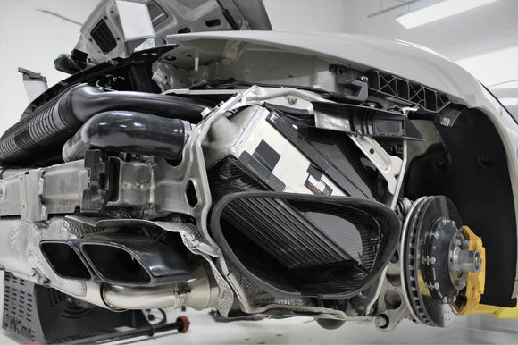 Flat 6 Motorsports - Silicone Charge Pipes for AWE/AMS Intercoolers to IPD Y-Pipe (991 Turbo)