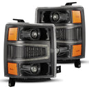AlphaRex 04-15 Chevy 1500HD LUXX LED Proj Headlights Alpha-Black w/Seq Activation Light / Seq Signal-1