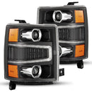 AlphaRex 04-15 Chevy 1500HD LUXX-Series LED Proj Headlights Black w/Activ Light/Seq Signal-1