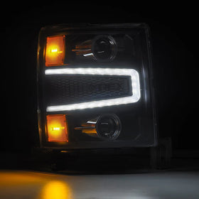 AlphaRex 04-15 Chevy 1500HD LUXX-Series LED Proj Headlights Black w/Activ Light/Seq Signal - 0