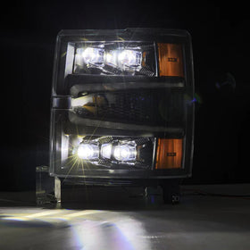 AlphaRex 04-15 Chevy 1500HD NOVA-Series LED Proj Headlights Black w/Activ Light/Seq Signal & SB DRL - 0