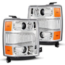 AlphaRex 14-15 Chevy 1500 PRO-Series Projector Headlights Chrome w/Sequential Signal &  DRL-1