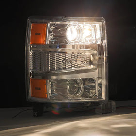 AlphaRex 14-15 Chevy 1500 PRO-Series Projector Headlights Chrome w/Sequential Signal &  DRL - 0