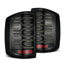 AlphaRex 14-18 Chevy Silverado 1500 Luxx-Series LED Tail Lights Alpha-Black w/Activ Light/Seq Signal-1