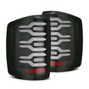 AlphaRex 14-18 Chevrolet Silverado Luxx-Series LED Tail Lights Black w/Activ Light/Seq Signal-1